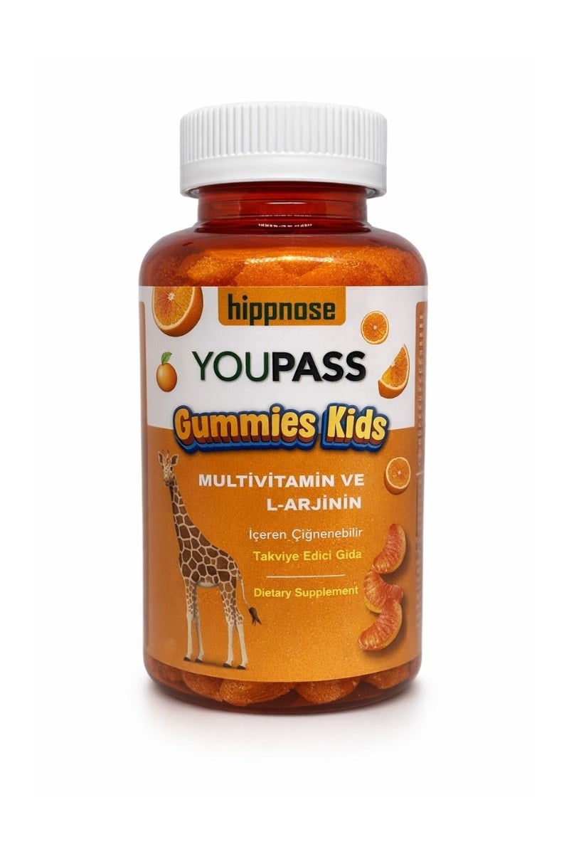 Youpass Gummies Kids Çocuklar İçin Multivitamin ve L-Arjinin İçeren 60 Adet Çiğnene Bilir Takviye