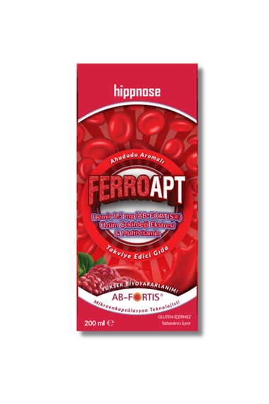 Ferro Apt Demir, Üzüm Çekirdeği Ekstresi ve Multivitamin İçeren Sıvı Takviye Edici Gıda Şurup 200 ml