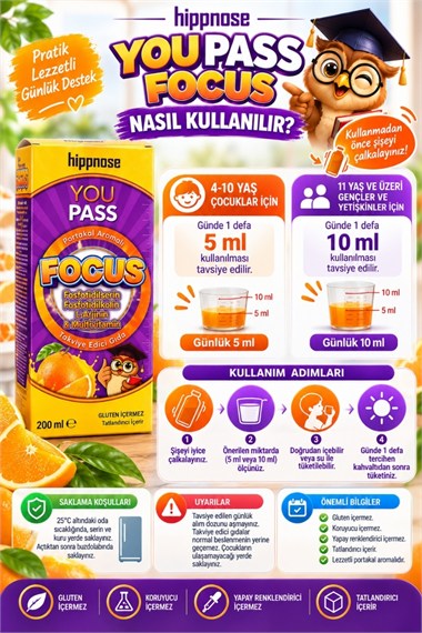 Hippnose Youpass Focus Şurup 200 ml