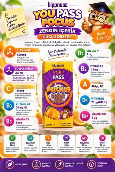 Hippnose Youpass Focus Şurup 200 ml