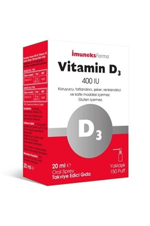 İmuneks Vitamin D3 400 IU Sprey 20 ml