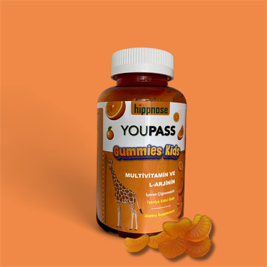Youpass Gummies Kids Çocuklar İçin Multivitamin ve L-Arjinin İçeren 60 Adet Çiğnene Bilir Takviye