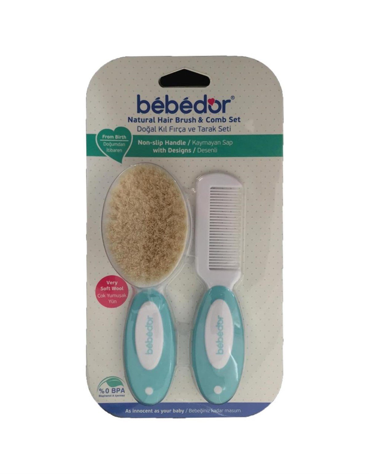 Bebedor Natural Hair Brush And Comb Set 573-LeylekKapida.com
