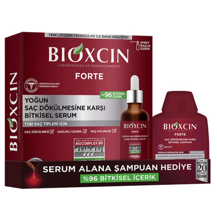 Bioxcin Forte Serum 3 Pieces + Bioxcin Forte Shampoo 300 ml  -LeylekKapida.com