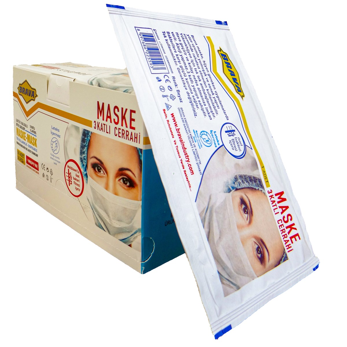 Brava 3 Layers Meltblown Medical Mask 50 pcs.-LeylekKapida.com