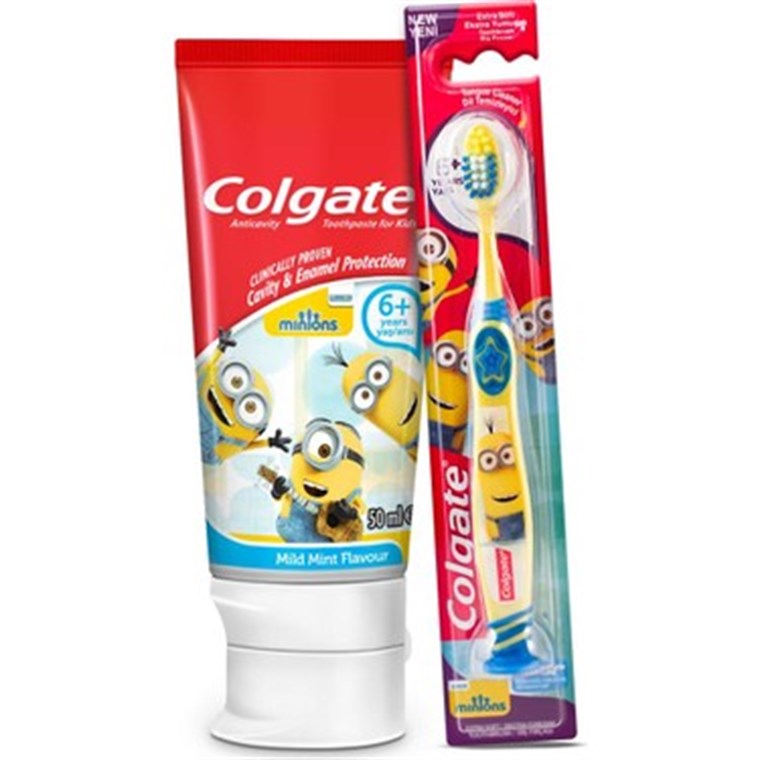Colgate Toothpaste For Kids Minions 50 ml + Colgate Toothbrush For Kids  Minions 6+ Y-LeylekKapida.com