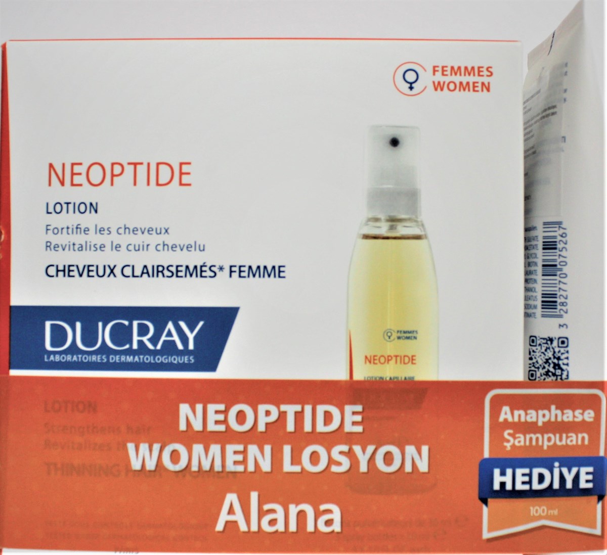 Ducray Neoptide Anti-Hair Loss Lotion 3x30 ml.+ Anaphase Shampoo 100ml  Free-LeylekKapida.com