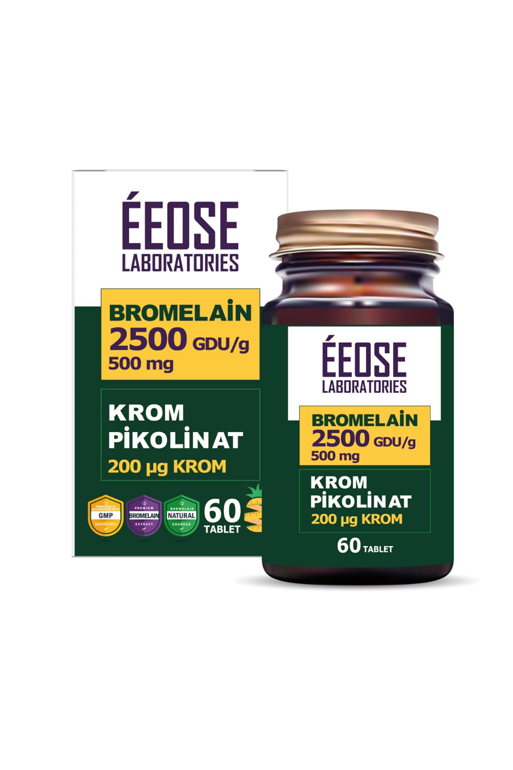 Eeose Bromelain 2500 GDU/g ve Krom Pikolinat 60 Tablet