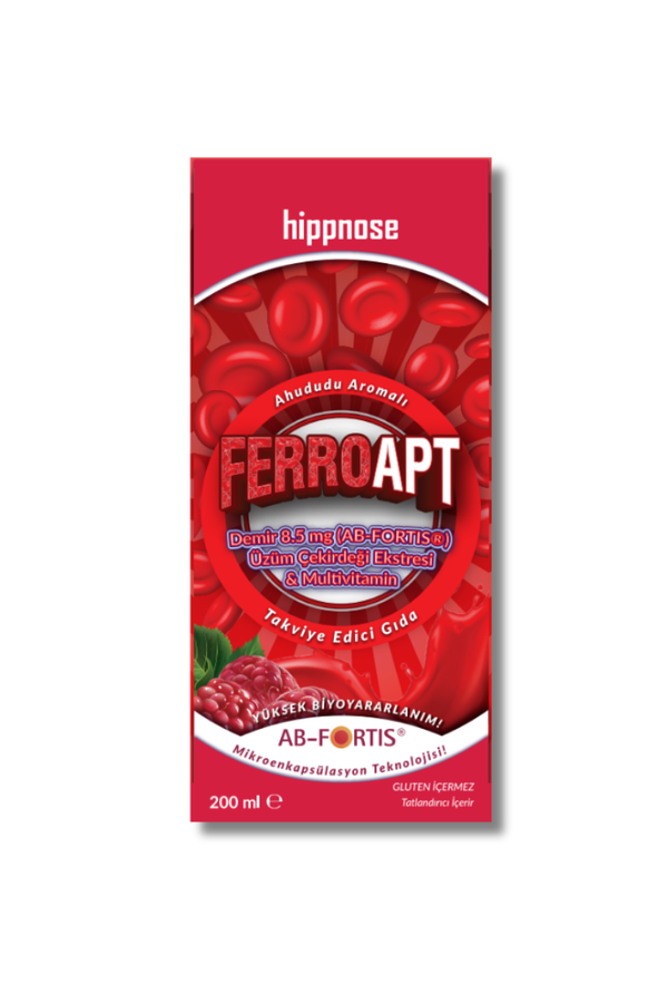 Ferro Apt Demir, Üzüm Çekirdeği Ekstresi ve Multivitamin İçeren Sıvı Takviye Edici Gıda Şurup 200 ml