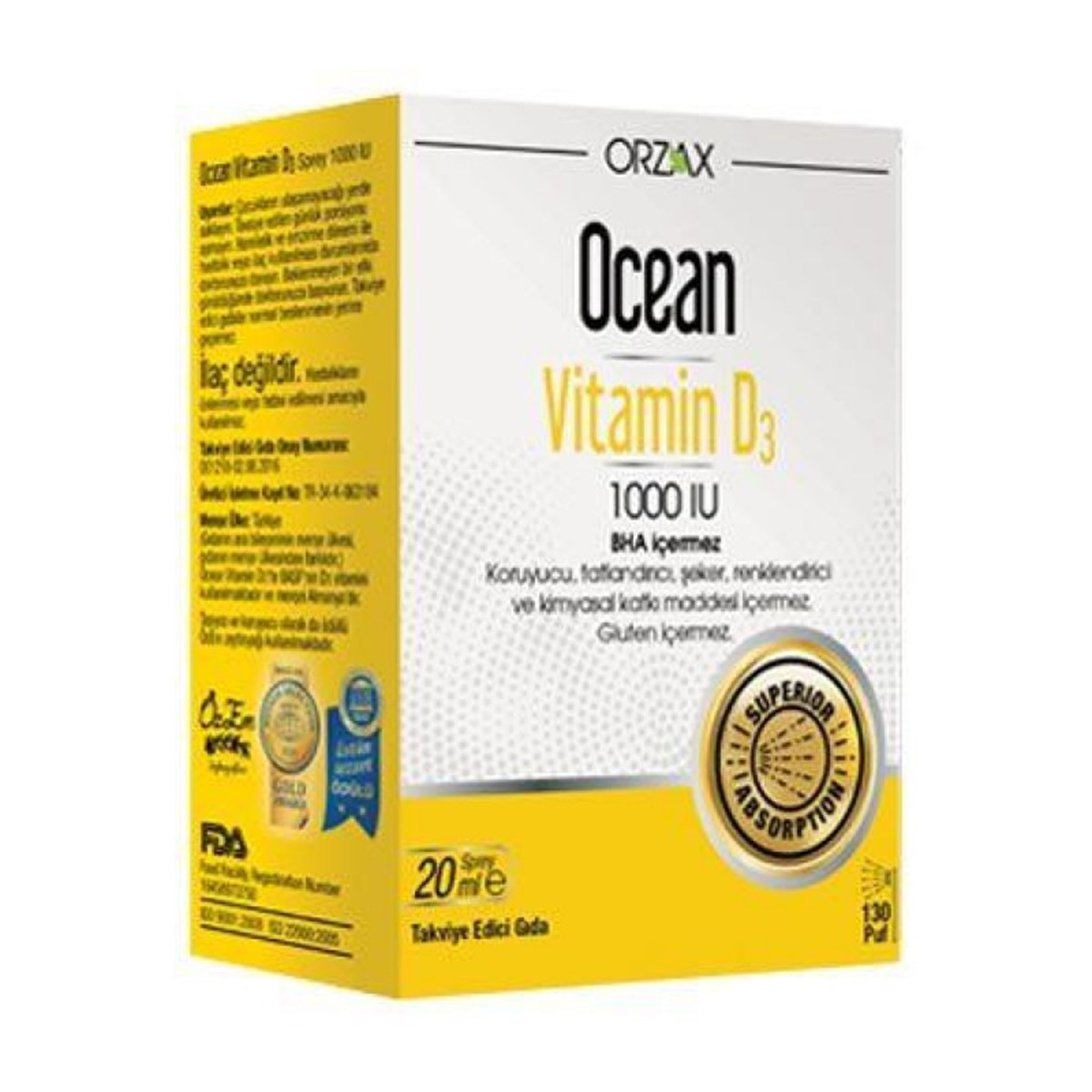 Ocean Vitamin D3 1000 IU Oral Spray 20 ml-LeylekKapida.com