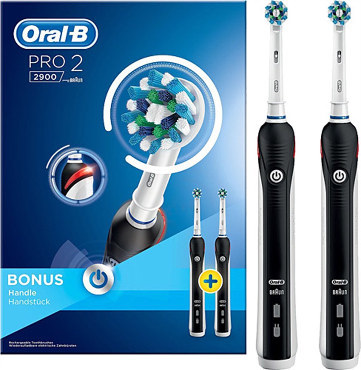 Oral-B Pro 2 2900 Black Rechargeable Toothbrush Advantage  Pack-LeylekKapida.com