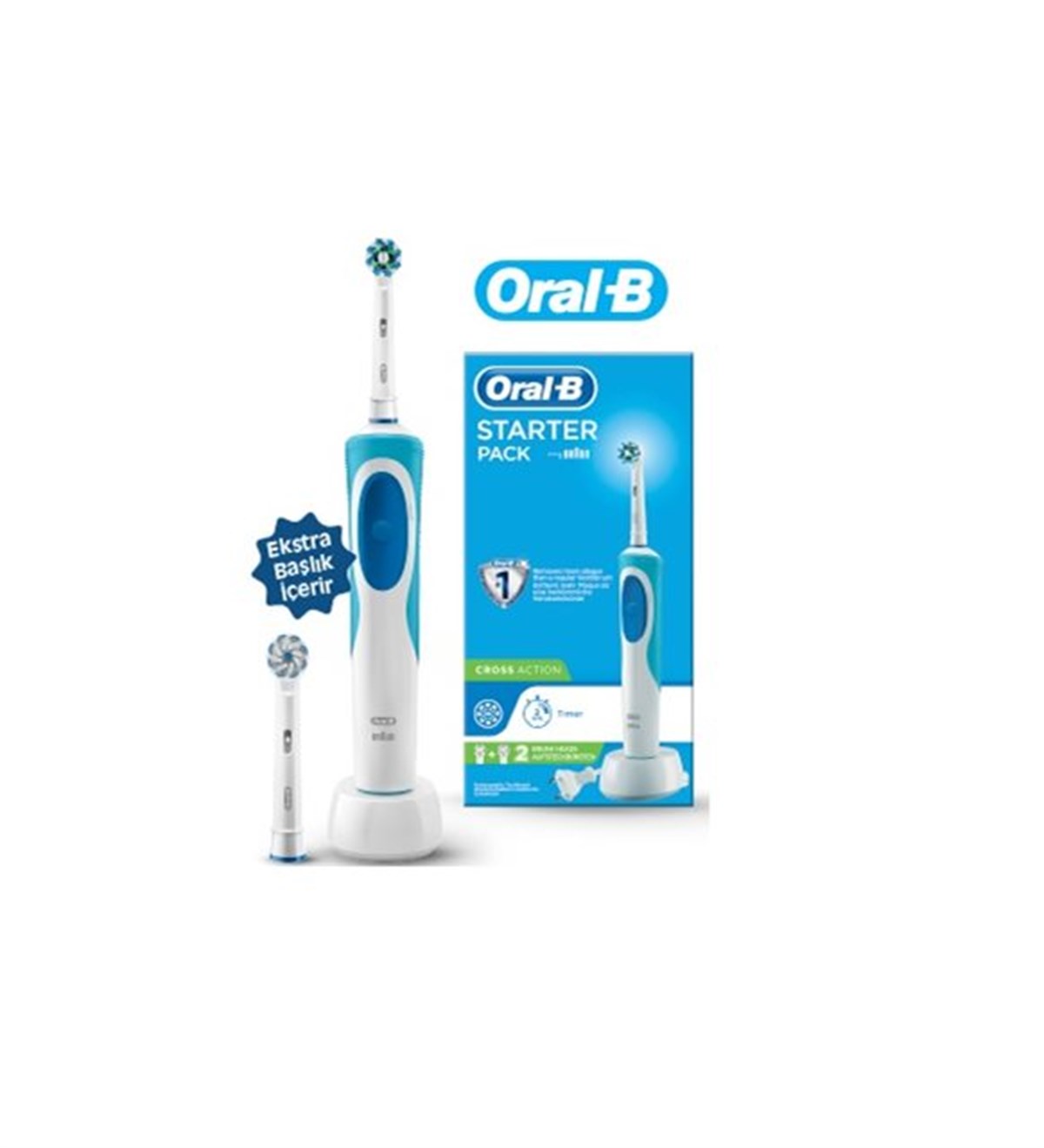 Oral-B Starter Pack Cross Action Rechargeable Toothbrush-LeylekKapida.com