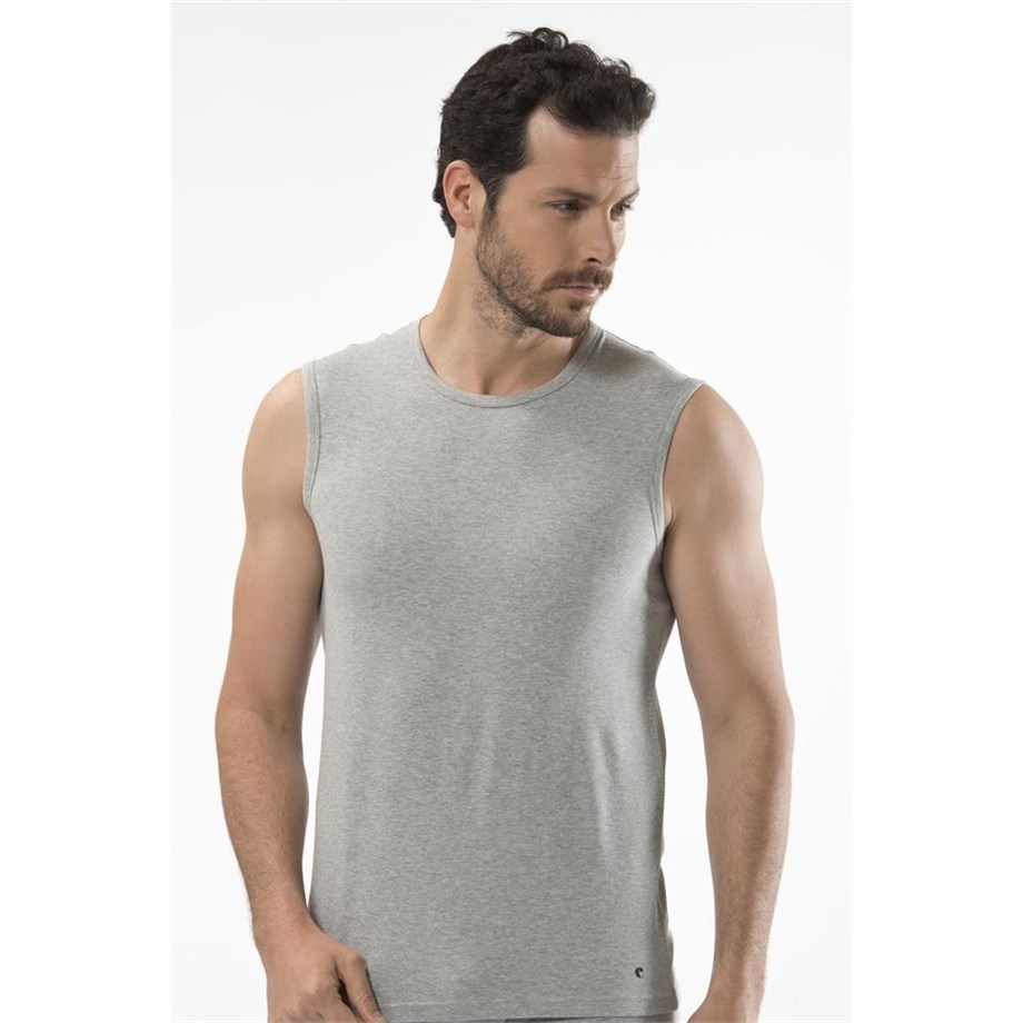 Cacharel 1303 Spor Erkek Bisiklet Yaka - Gri Melanj