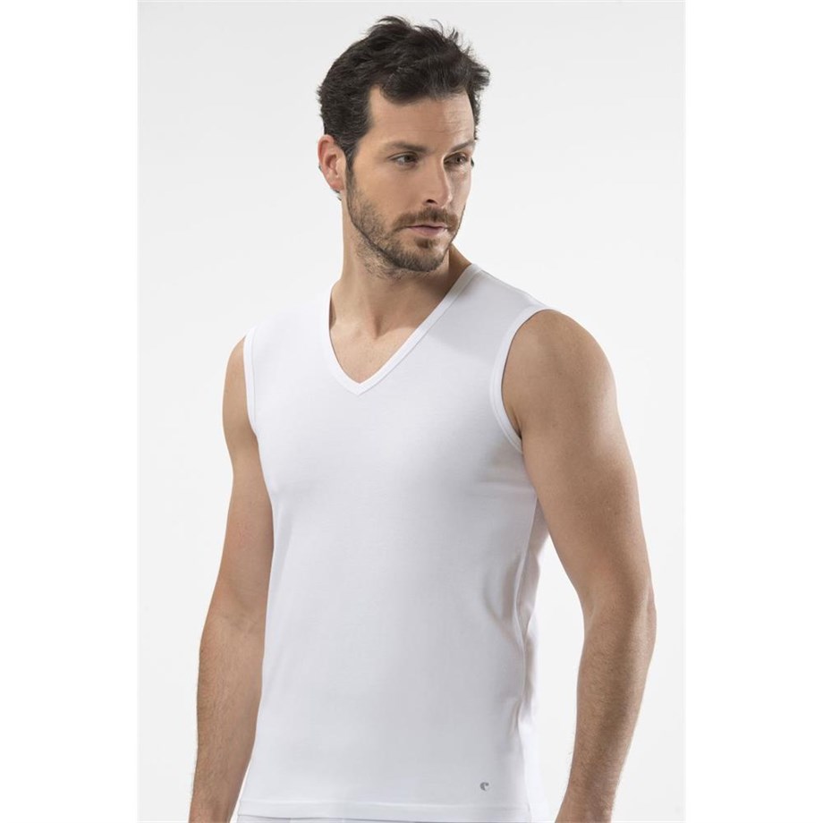 Cacharel 1304 Spor Erkek V Yaka - Beyaz