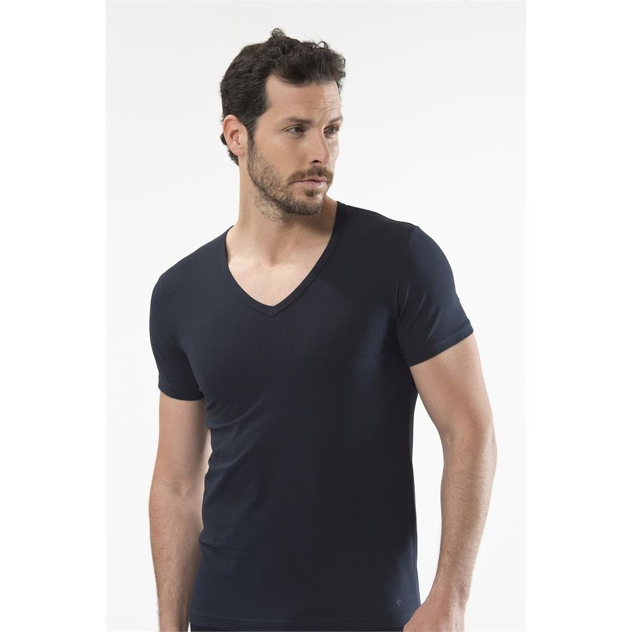Cacharel 1306 V Yaka Kısa Kollu Erkek T-Shirt - Lacivert
