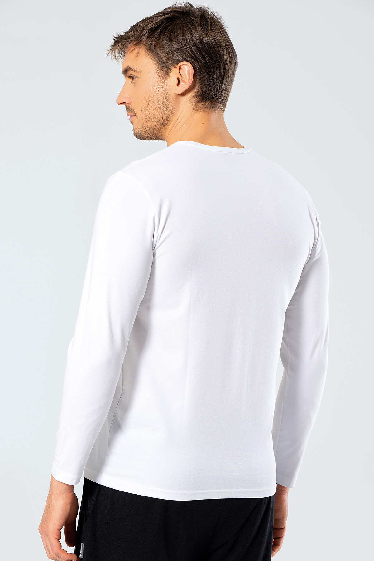 Cacharel 1333 Erkek O Yaka Uzun Kollu T-Shirt - Beyaz