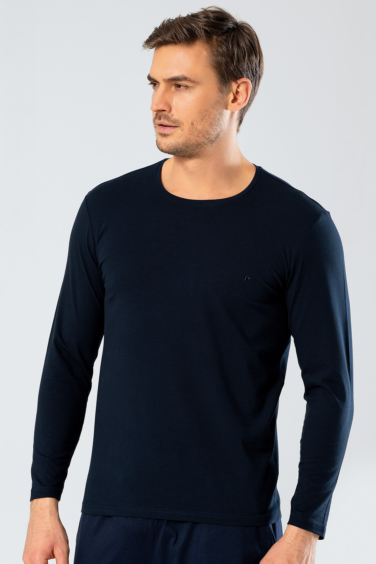 Cacharel 1333 Erkek O Yaka Uzun Kollu T-Shirt - Lacivert