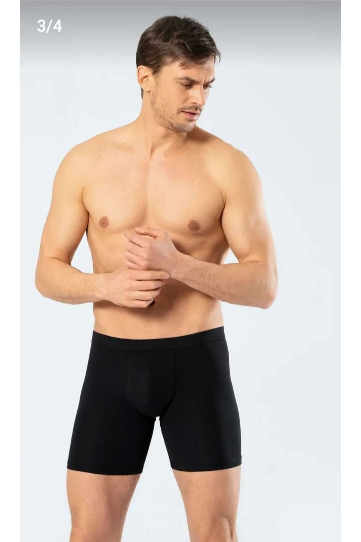 Cacharel 1336 Erkek Bel Bantlı Likralı Uzun Paçalı Boxer-Siyah