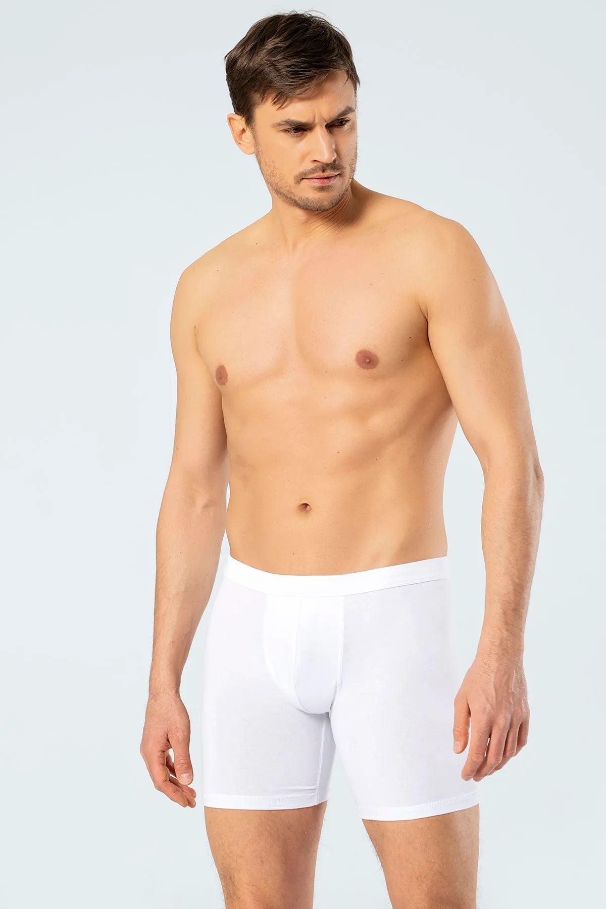 Cacharel 1336 Erkek Bel Bantlı Likralı Uzun Paçalı Boxer-Beyaz