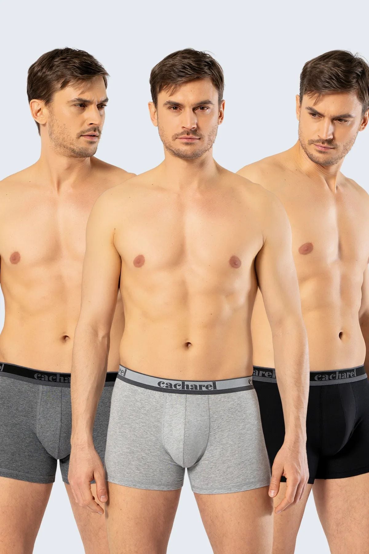 Cacharel 1337 Erkek 3lü Likralı Boxer-Siyah&Antrasit&Gri