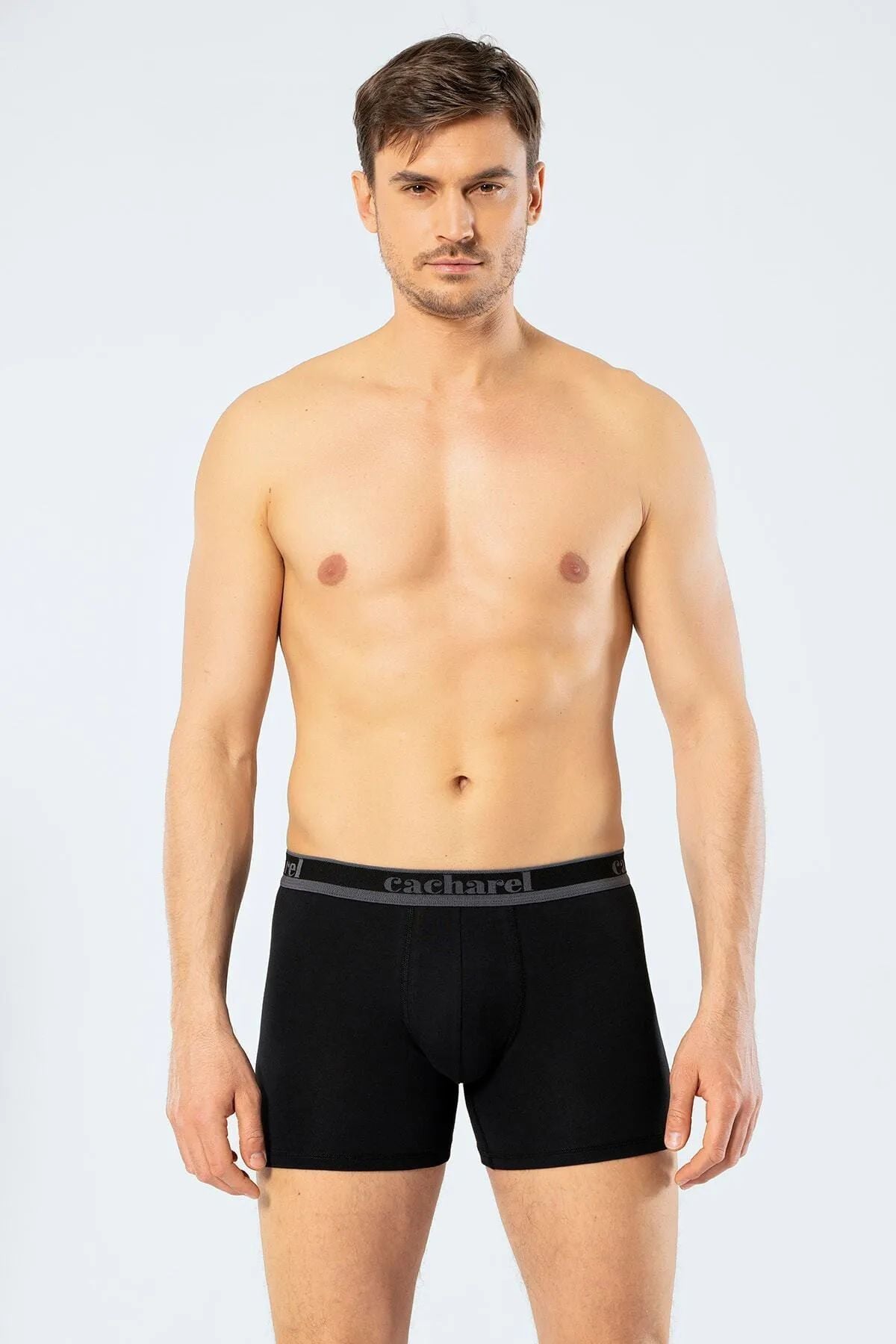 Cacharel 1338 Erkek 3lü Likralı Uzun Paça Boxer-Siyah&Antrasit&Gri