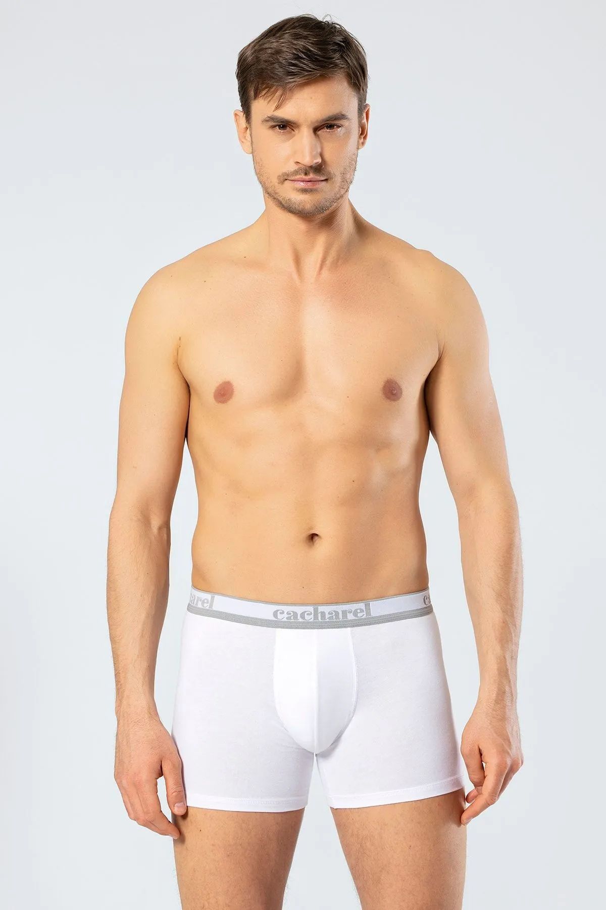 Cacharel 1338 Erkek 3lü Likralı Uzun Paça Boxer-Beyaz&Siyah&Gri