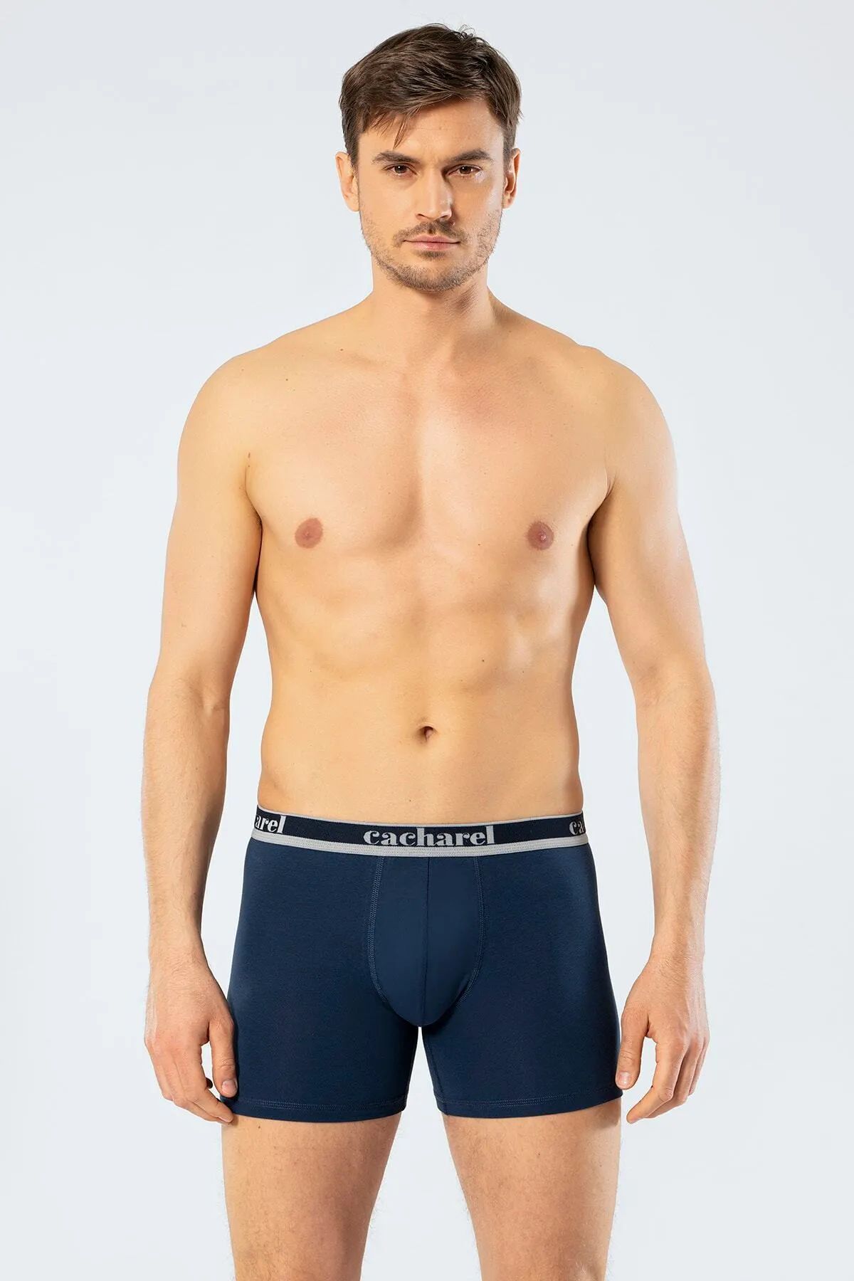Cacharel 1338 Erkek 3lü Likralı Uzun Paça Boxer-Lacivert&İndigo&Saks