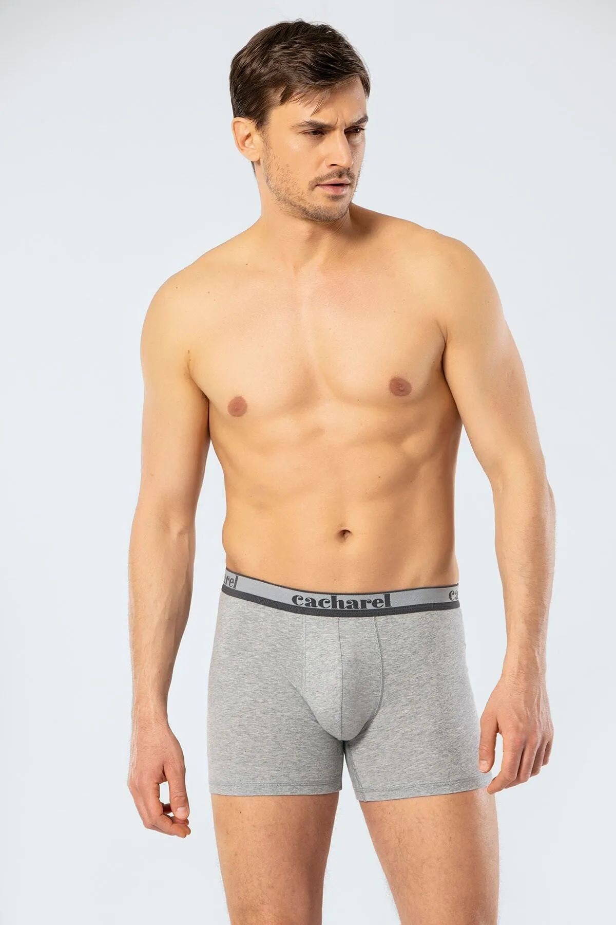 Cacharel 1338 Erkek 3lü Likralı Uzun Paça Boxer-Beyaz&Siyah&Gri