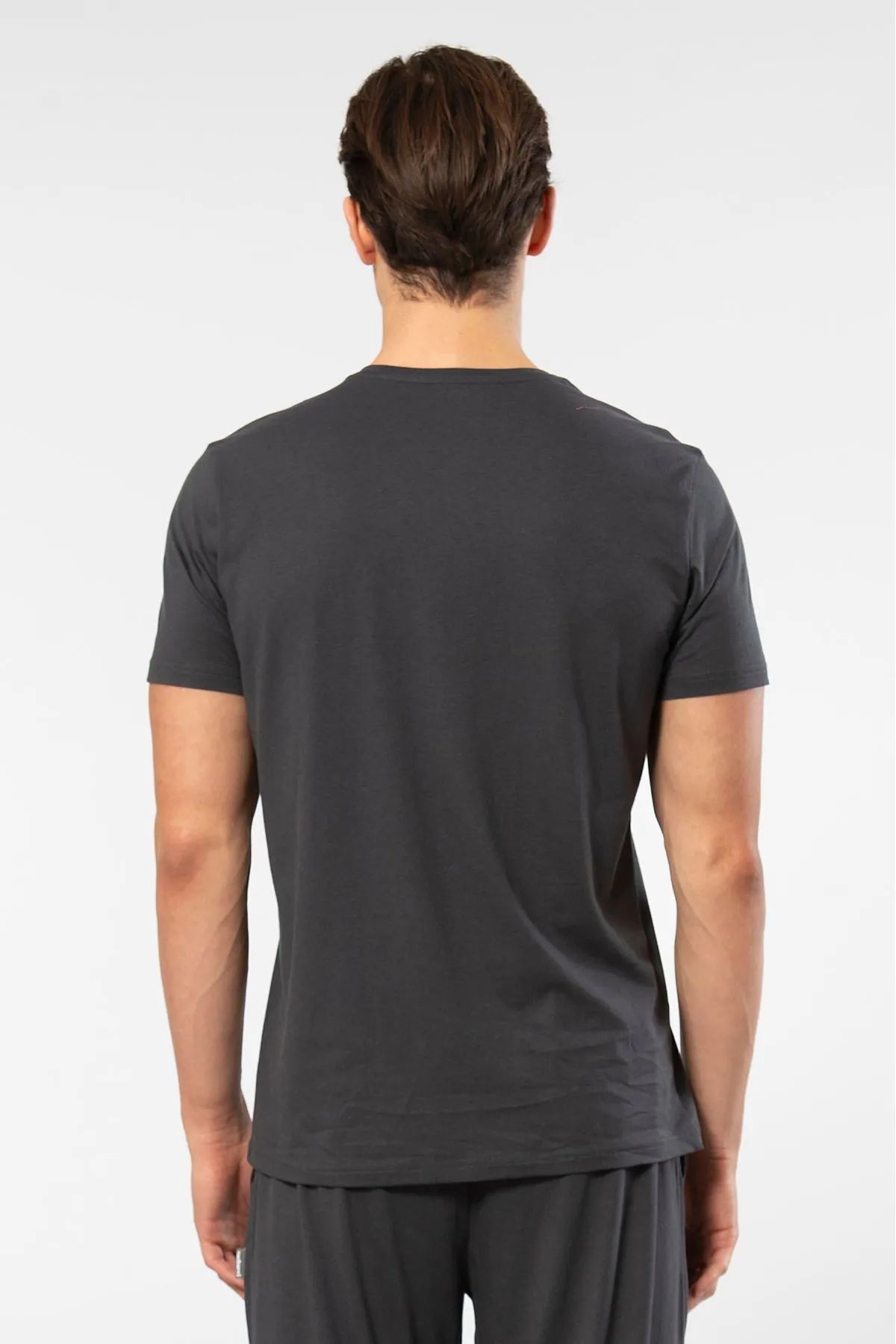 Cacharel 2170 Erkek Modal Pamuk V Yaka Kısa Kollu T-shirt-Antrasit