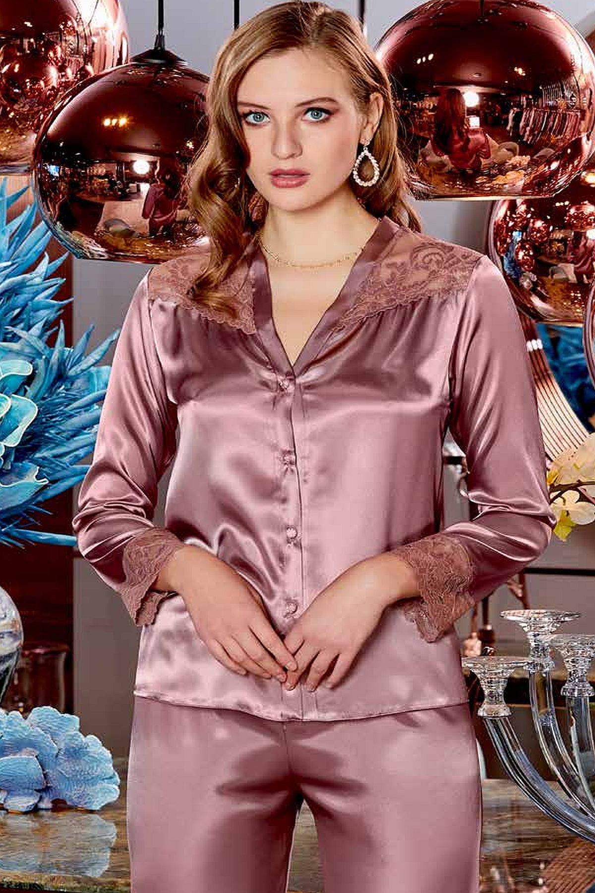 Çeyizlik Dantelli Saten 6lı Set
