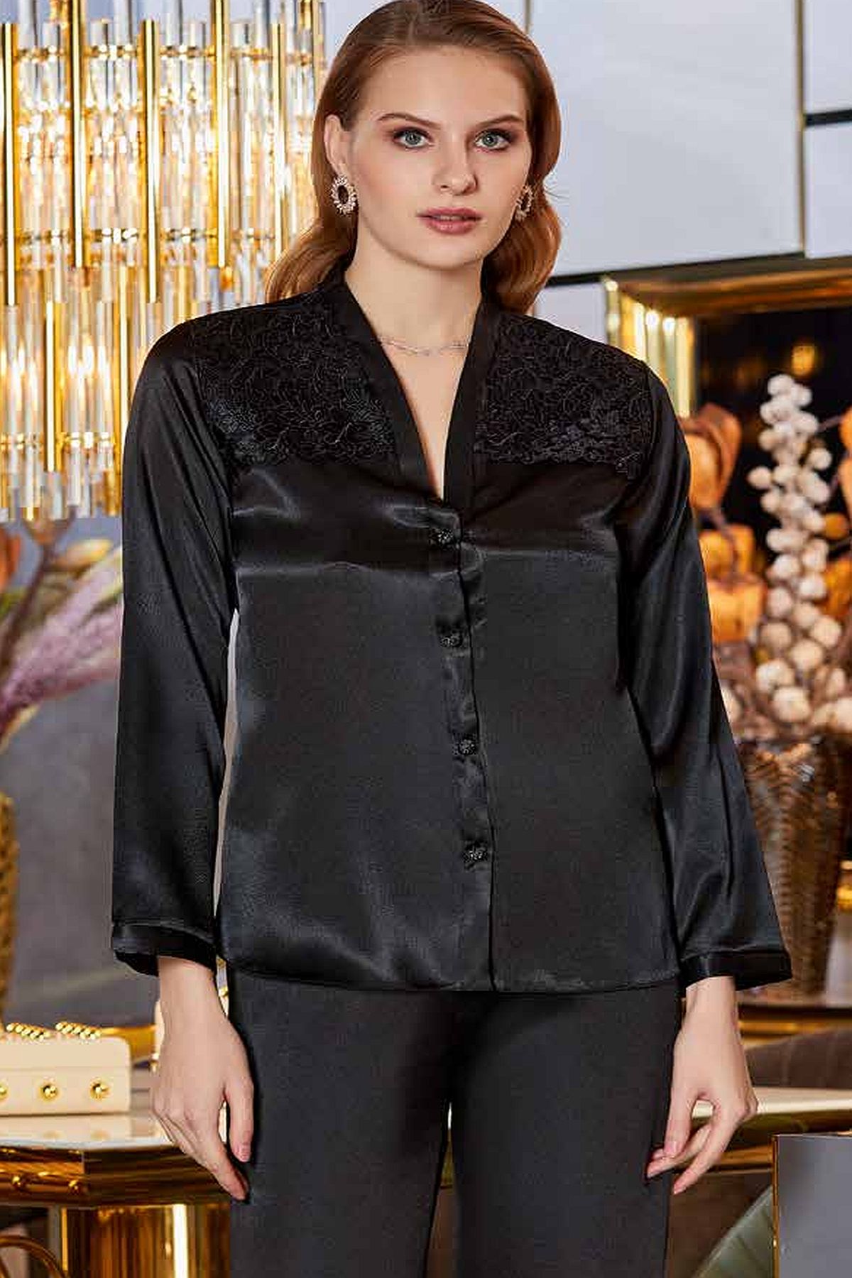 Çeyizlik Dantelli Saten 6lı Set