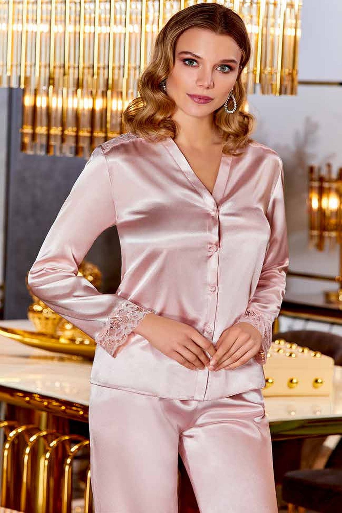 Çeyizlik Dantelli Saten 6lı Set