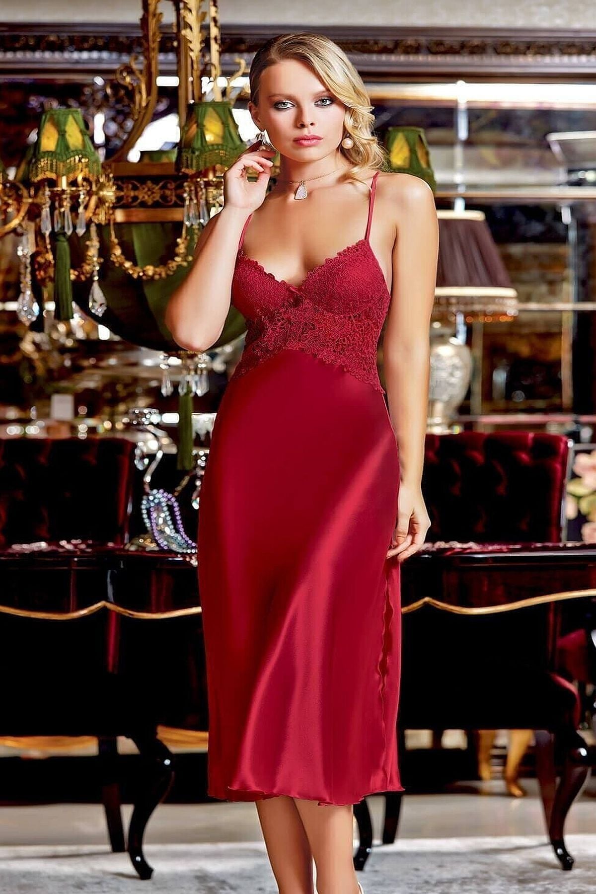 Çeyizlik Dantelli Saten 6lı Set