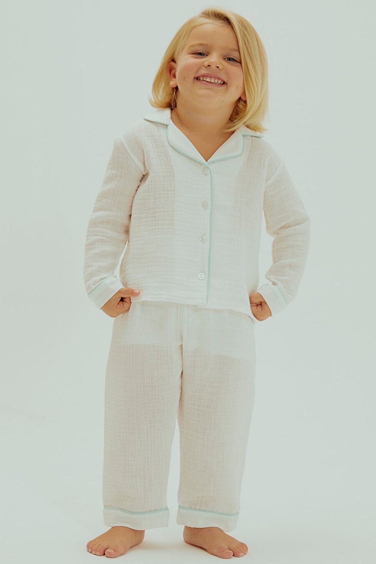 Çocuk Organik Pamuk Müslin Pijama Takımı