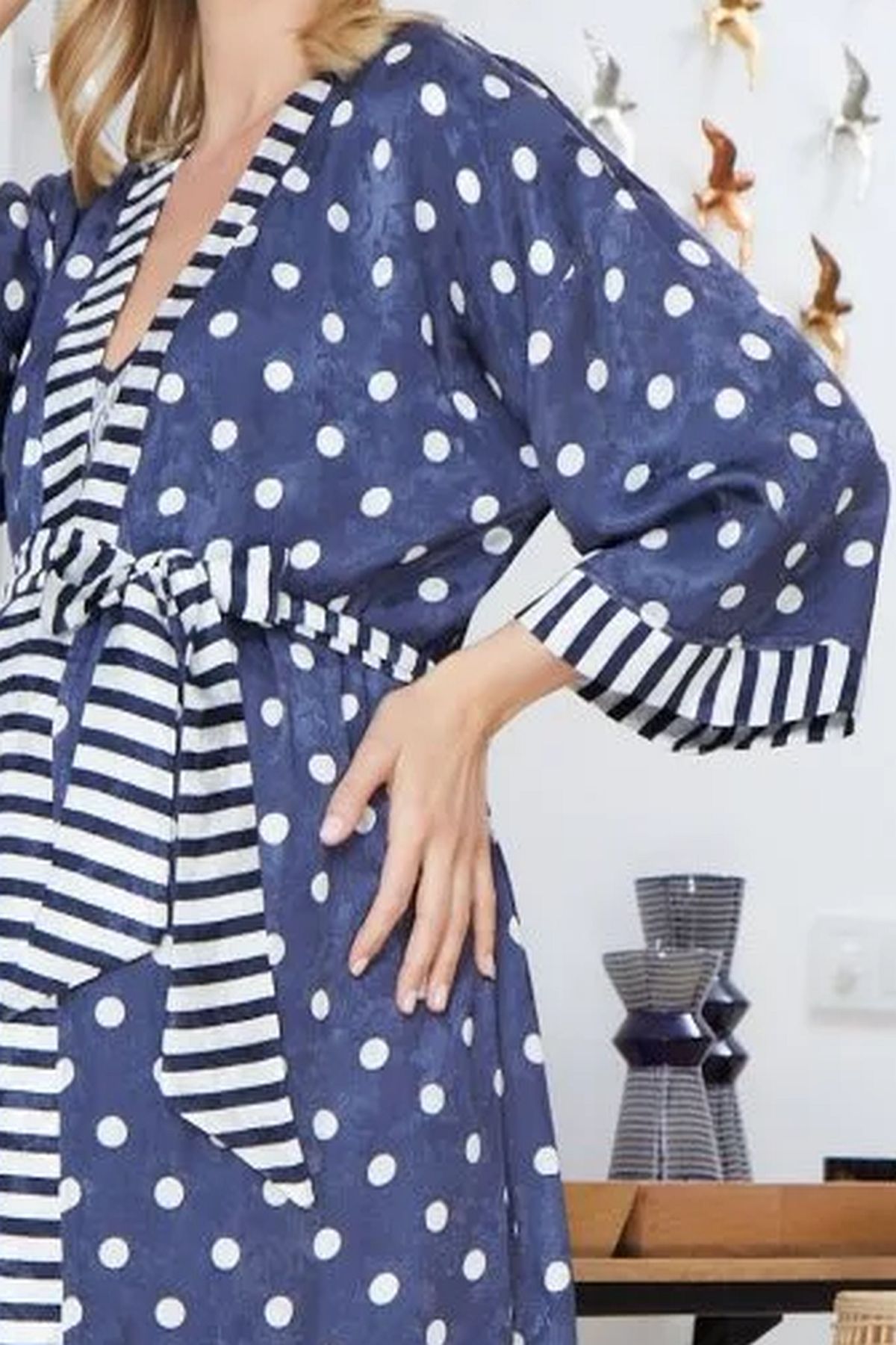 Cossy by Aqua 22546 Hamile Lohusa Truvakar Kol Saten Sabahlık-Lacivert