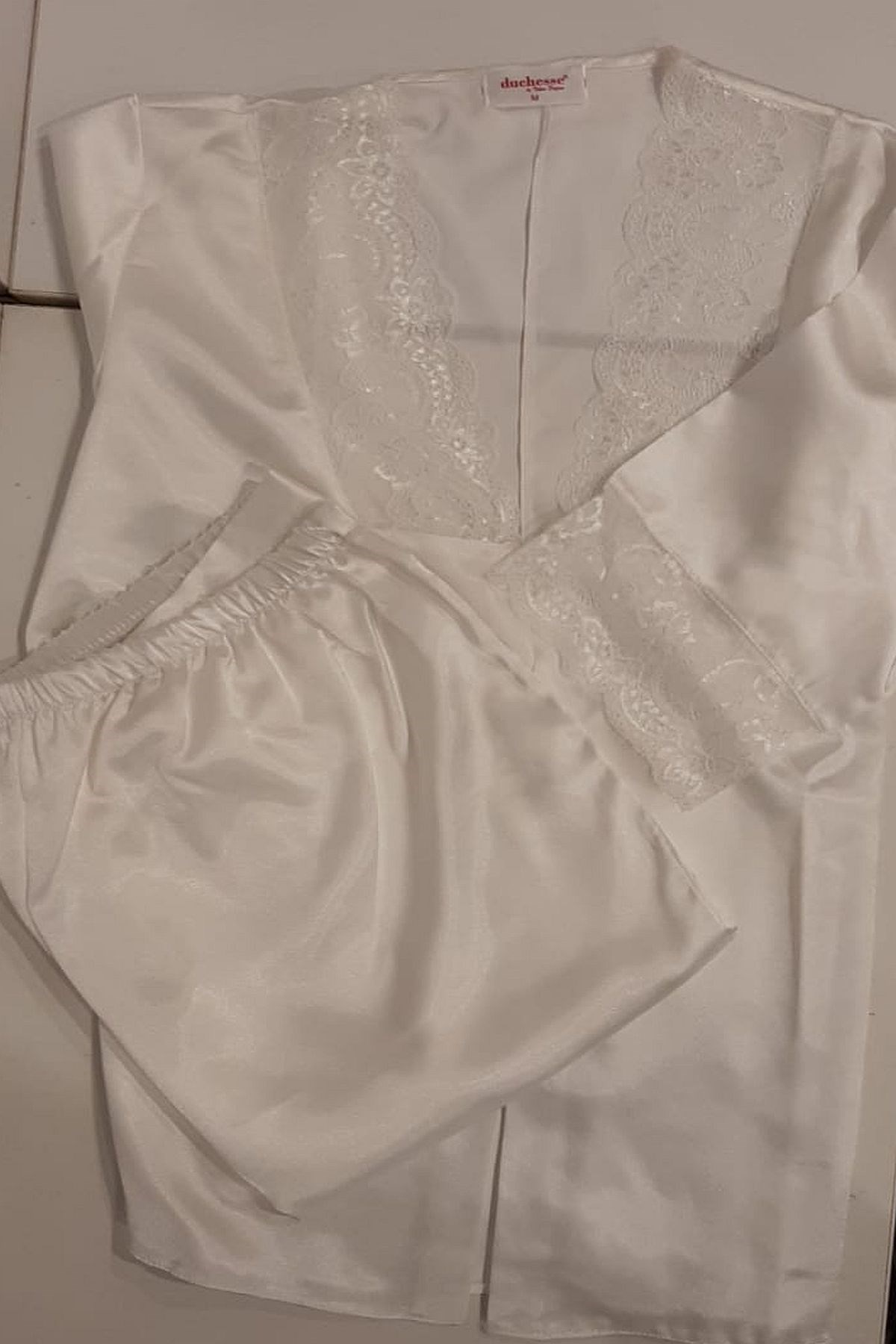 Duchesse 137 Çeyizlik Dantelli Saten 6lı Set -Ekru