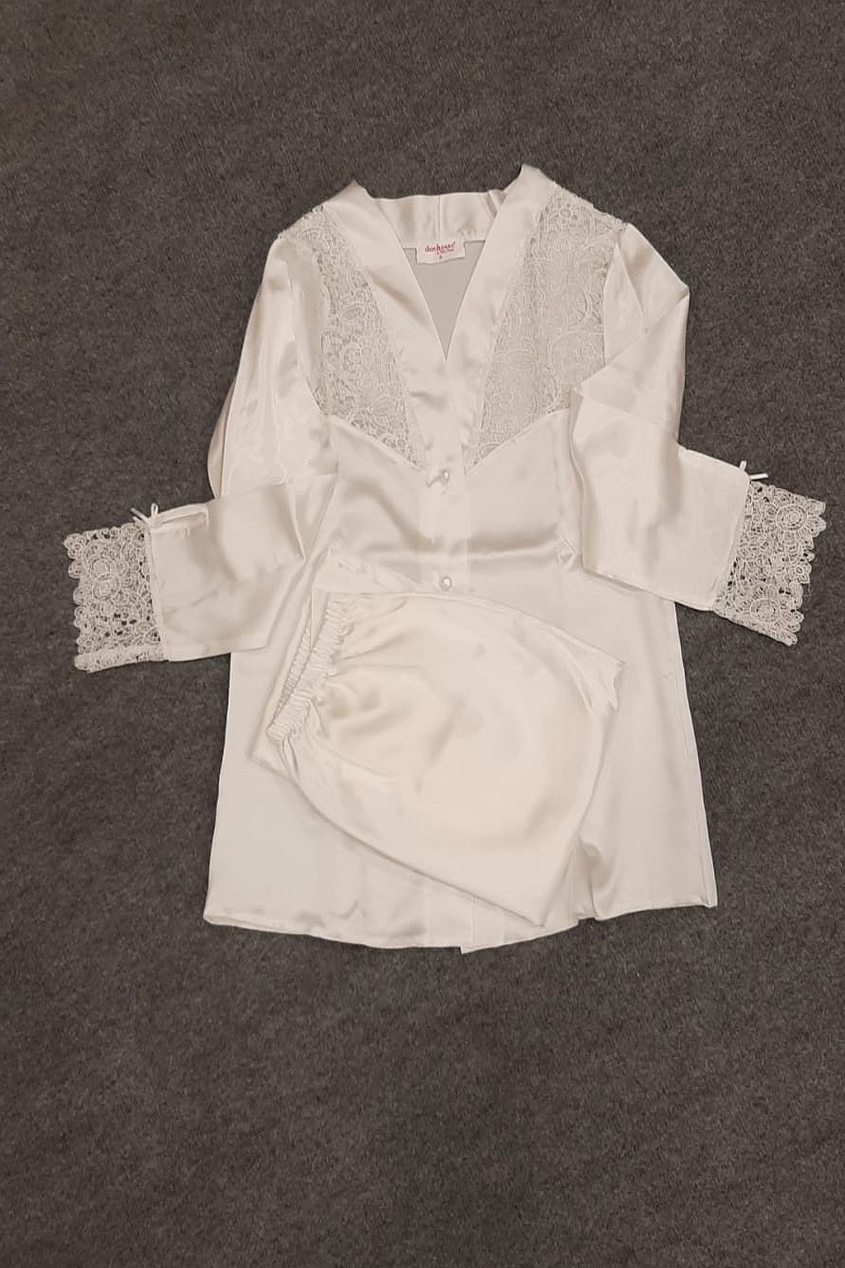 Duchesse 7625 Çeyizlik Dantelli Saten 6lı Set -Ekru