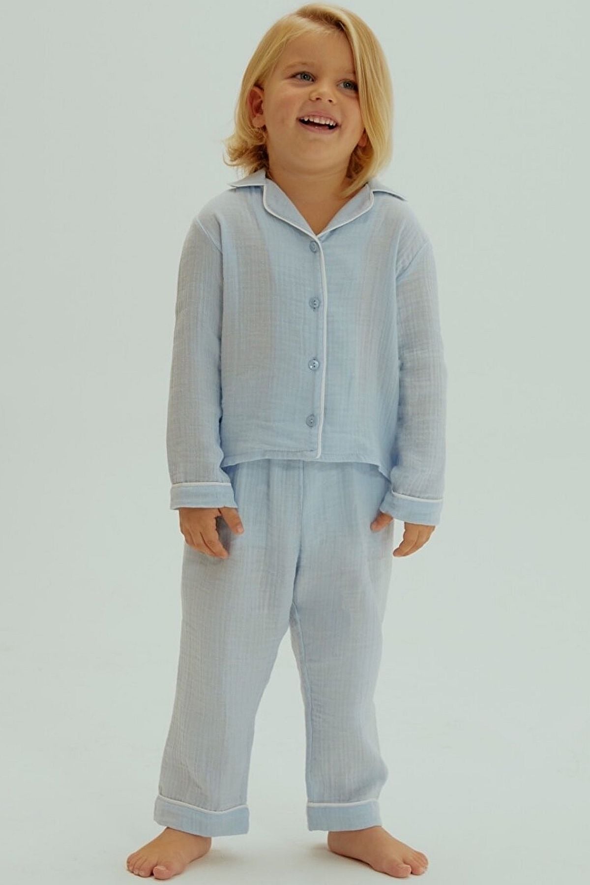 Erkek Çocuk Organik Pamuk Müslin Pijama Takımı