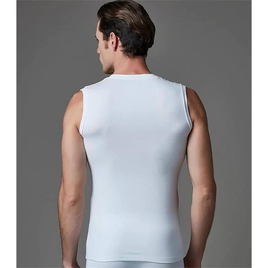Eros ERS006 Compact Erkek V Yaka Atlet Kolsuz Erkek T-Shirt (İkili Paket) - Beyaz
