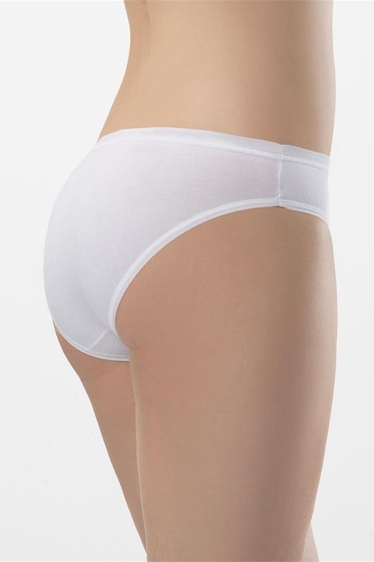 Faal 218x6 Kadın %100 Pamuk 6lı Penye Ribana Bikini Külot-Beyaz