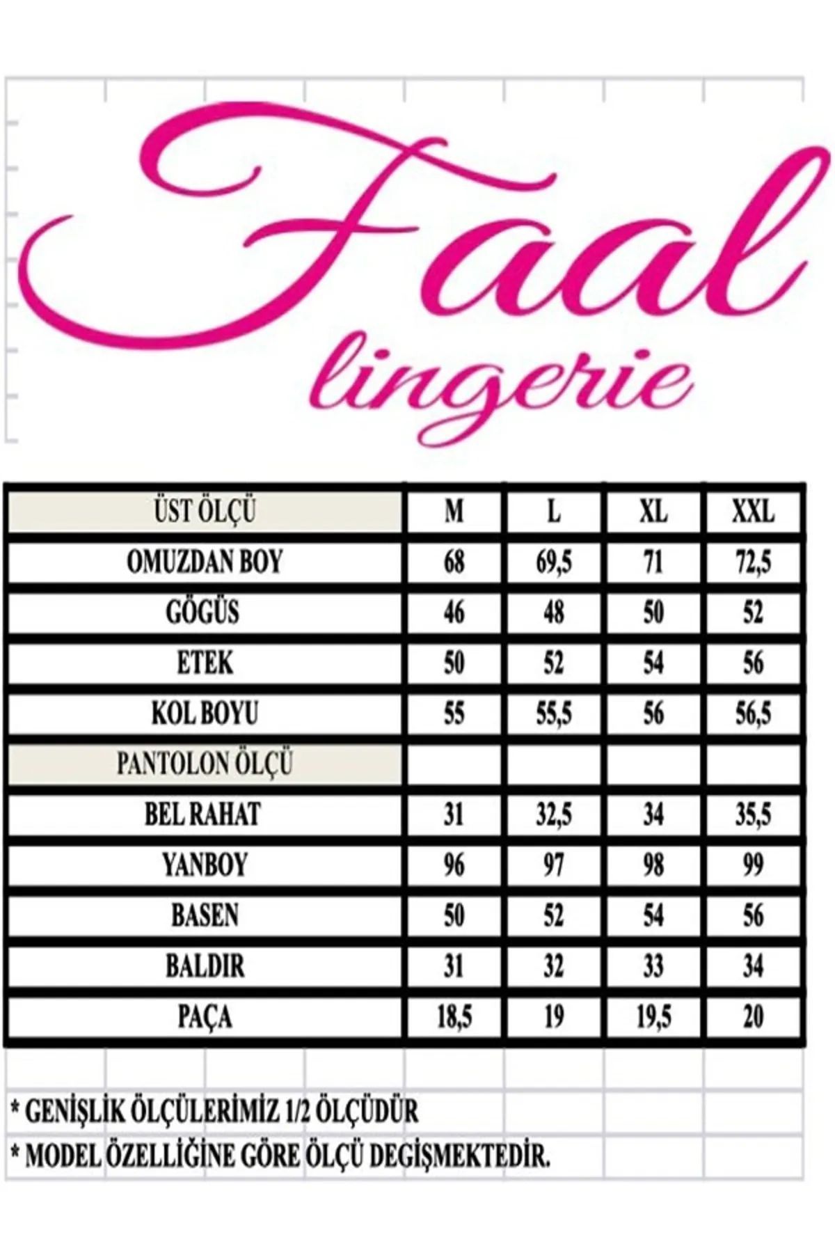 Faal 8606 Kadın Uzun Kollu Dantel Detaylı Pijama Takımı-Lacivert