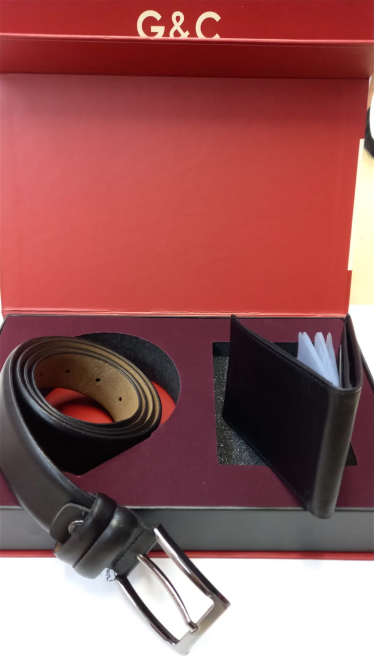GC Terlik 520 Erkek Cüzdan Kemer Set-Siyah