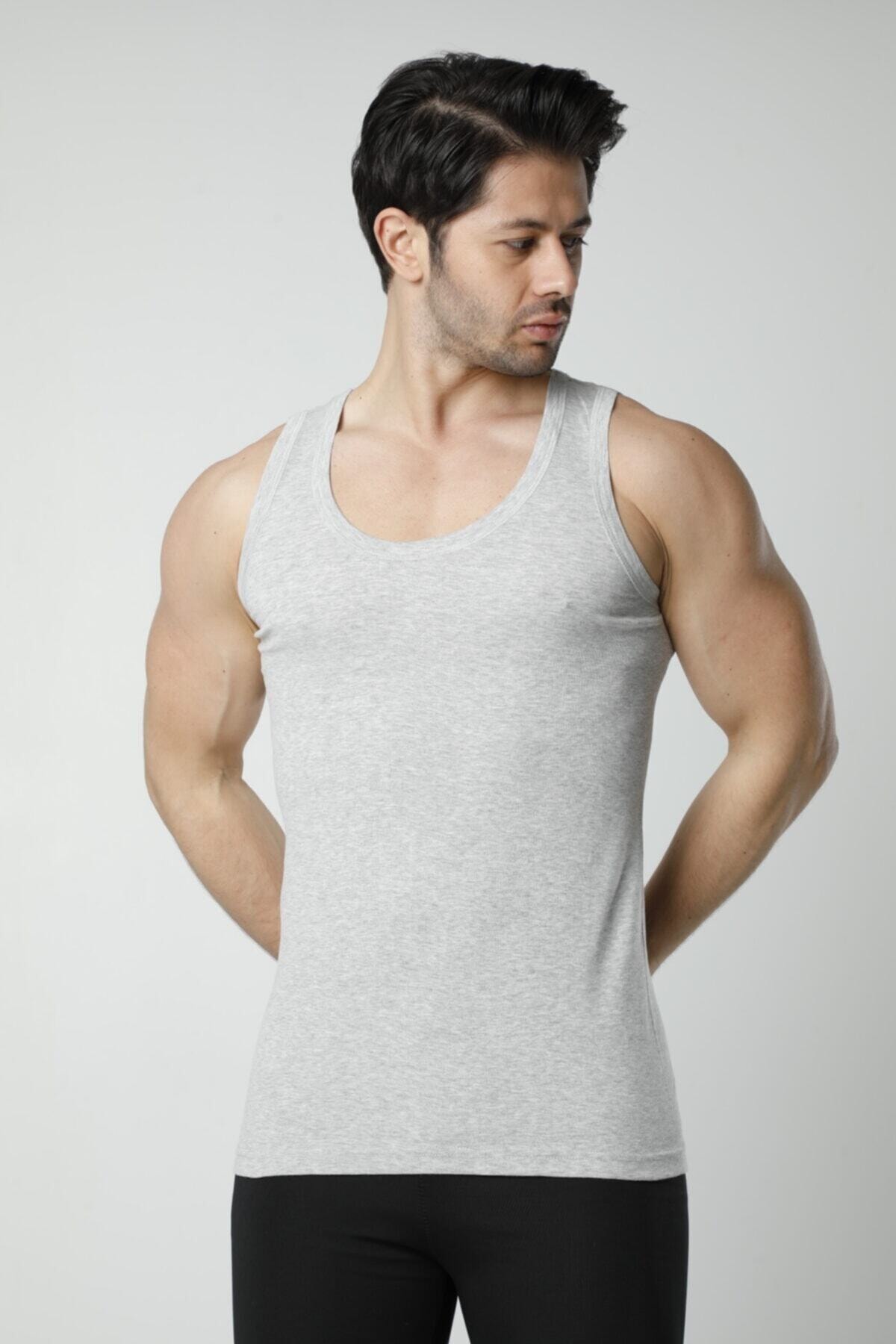 HMD 600 6lı %100 Pamuk Askılı Erkek Atlet - Gri