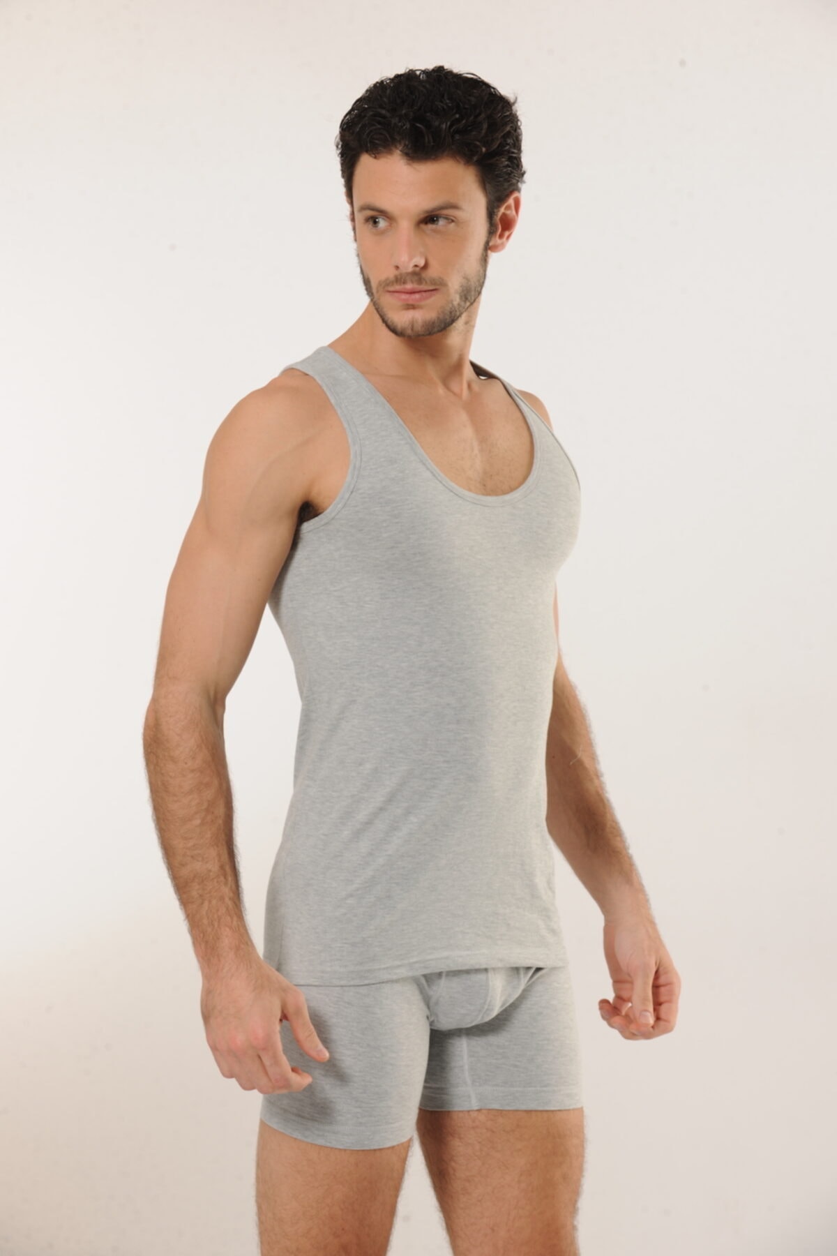 HMD 716 Pamuklu Askılı Erkek Atlet - Gri