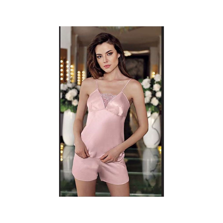 İmaj 8025 Çeyizlik Saten Dantelli Uzun Altılı Set Takım - Pudra