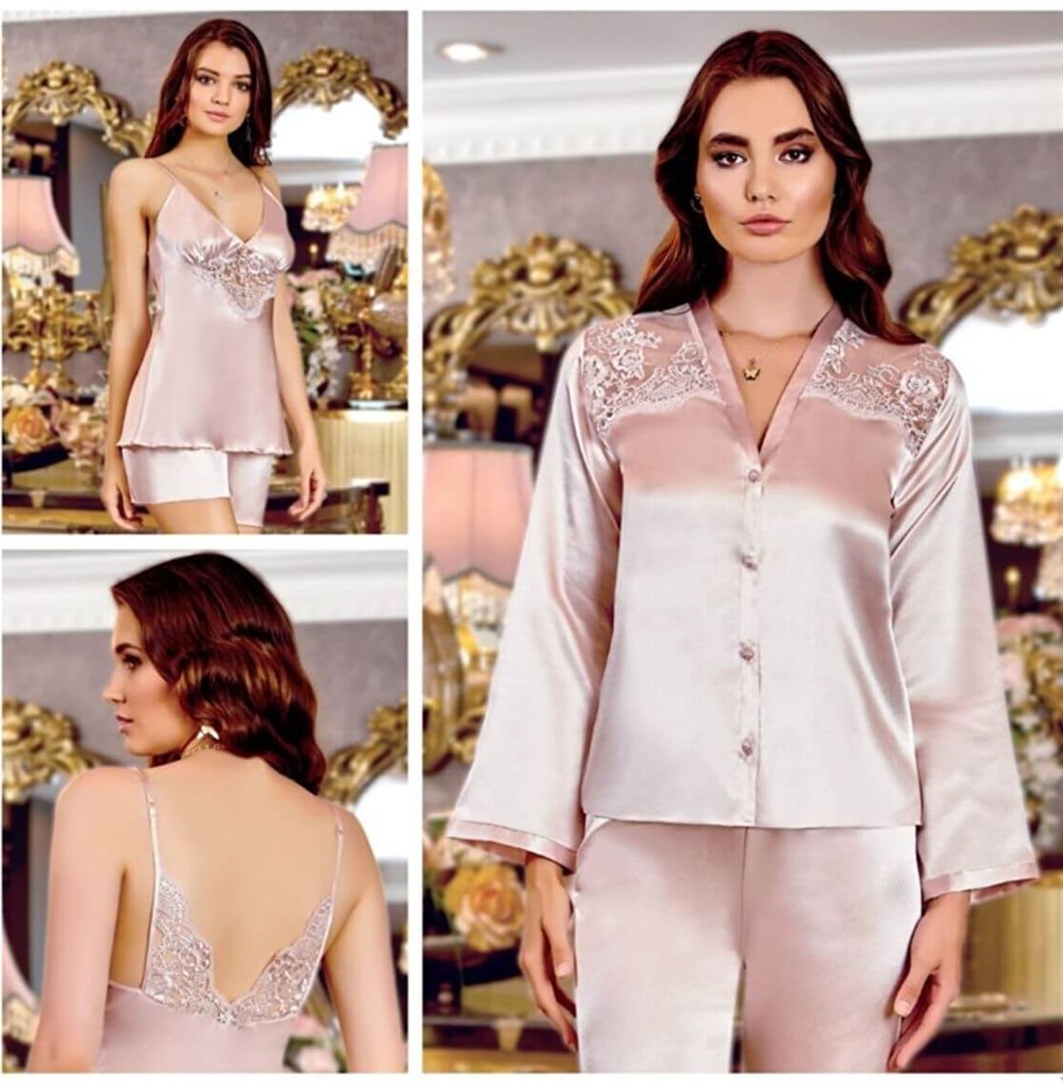 Jeremi 215 Çeyizlik Saten 6lı Set-Pudra