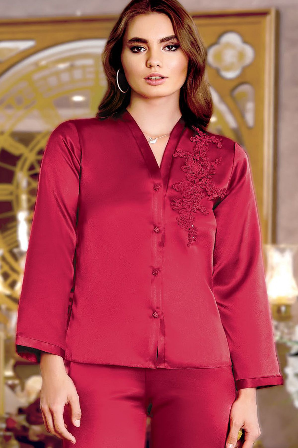 Jeremi 225 Çeyizlik Saten 6lı Set-Bordo