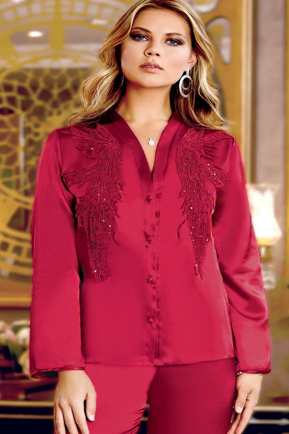 Jeremi 245 Çeyizlik Saten 6lı Set-Bordo