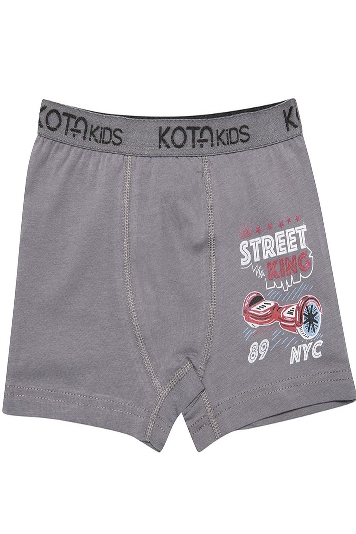 Kota 1005x12 Erkek Çocuk 12li Likralı Karışık Desen Boxer-Renkli