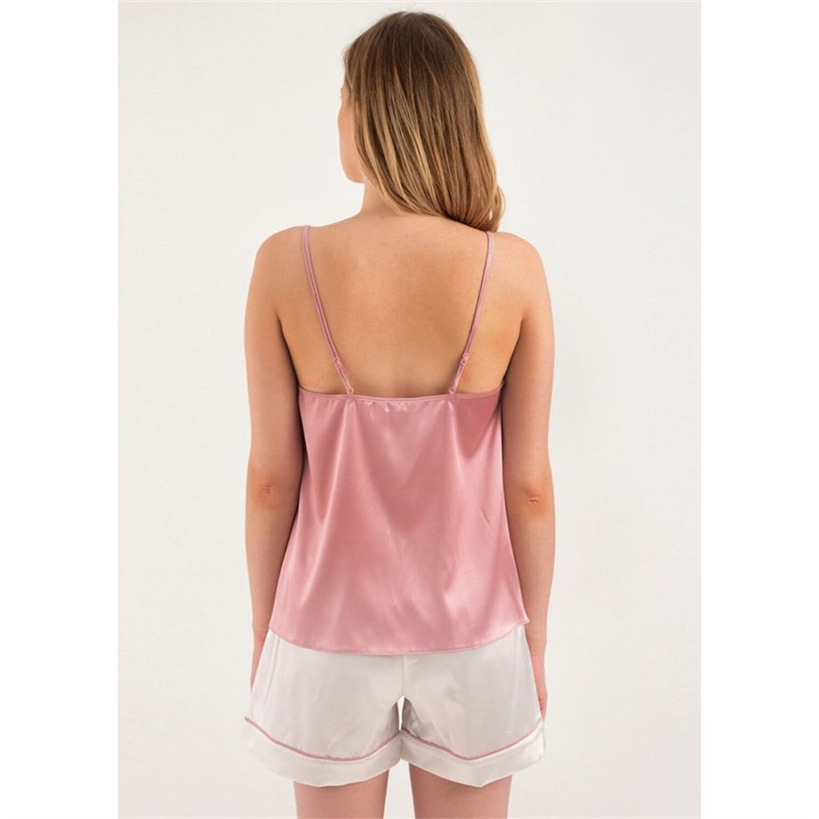 Magic Form 17236 Dantelli Saten Şort Takım Pijama - Gül Kurusu